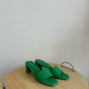 Green Chunky Kitten Heels